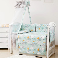 Постельный комплект 8 эл Twins Premium Glamour 4029-TGС-14 Clouds mint, м 