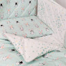 Постельный комплект 8 эл Twins Premium Glamour 4029-TG-14R, Кролики mint, мятный