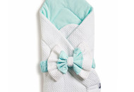 Конверт-плед Twins Waffle Bear з декором 9015-TWBD-01, white/mint, білий/мятний