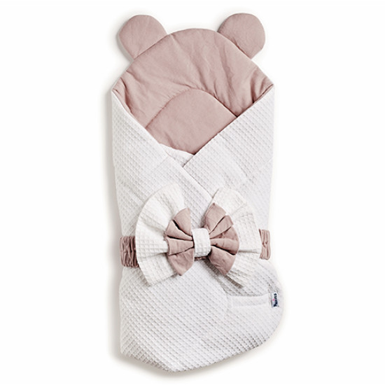 Конверт-плед Twins Waffle Bear з декором 9015-TWBD-02, white/beige, білий/беж