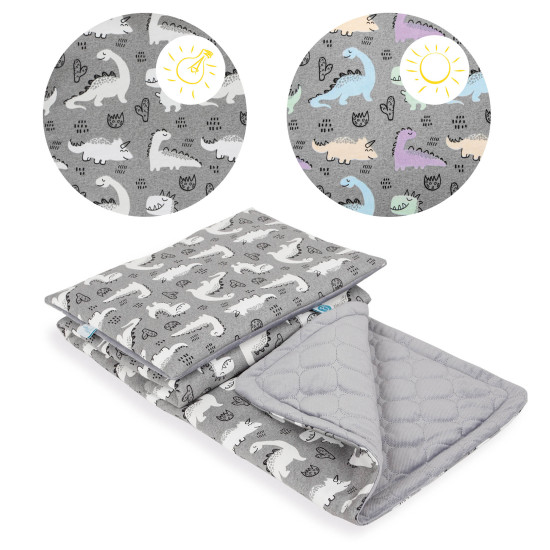 Set a plaid with a pillow CEBA W-827-121-612, Dino, gray