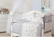 Постельный комплект 8 эл Twins Dolce Мишки 4061-D-005, grey, серый