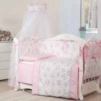 Постельный комплект 8 эл Twins Dolce Мишки 4061-D-006, pink, розовый