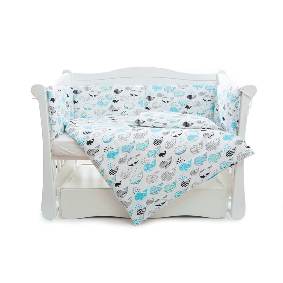 Бампер Twins Comfort line 2054-C-053, Рыба кит, белый / синий