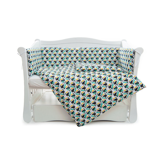 Бампер в детскую кроватку Twins Comfort line 2054-C-055, Тукан, зеленый