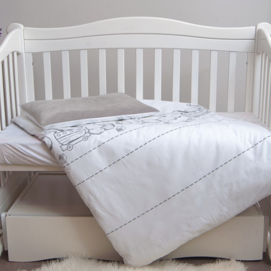 Сменная постель 3 эл Twins Eco Line New 3091-E-025, Teddy white / grey, белый / серый