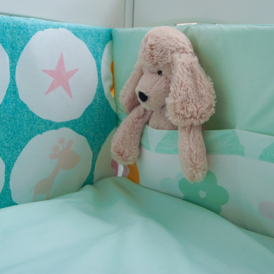 Постільний комплект для дитячого ліжка 6 ел Twins Eco Line New Animals mint
