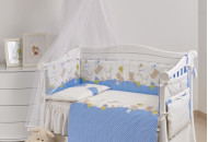 Постельный комплект 7 эл Twins Comfort New 4051-C-120, Горошки голубые, голубой