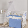 Постельный комплект 7 эл Twins Comfort New 4051-C-120, Горошки голубые, голубой