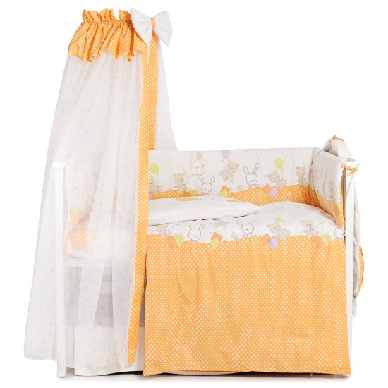 Постельный комплект 7 эл Twins Comfort New 4051-C-121, Горошки оранжевые, оранжевый