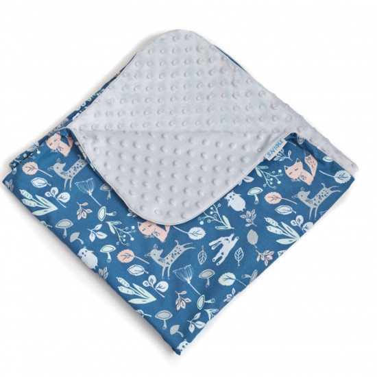 Плед Twins Dolce Minky 80x80 1465-D-014, Лесные жители dark blue, синий