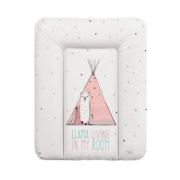 Пеленальный матрас Cebababy 50x70 Lolly Polly W-143-120-607, Lama, белый / розовый