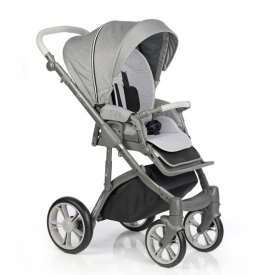 Коляска 2 в 1 Roan Bass Soft Denim Grey Dots, серый