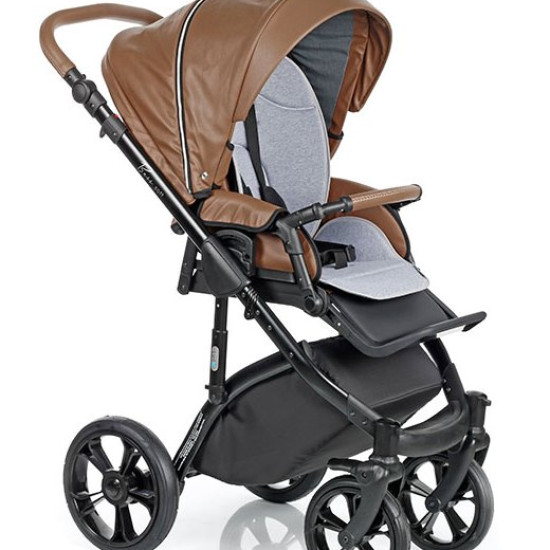 Коляска 2 в 1 Roan Bass Soft Eco-кожа Cognac, коричневый