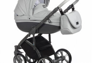 Коляска 2 в 1 Roan Bass Soft Eco-кожа Dark Grey, графит