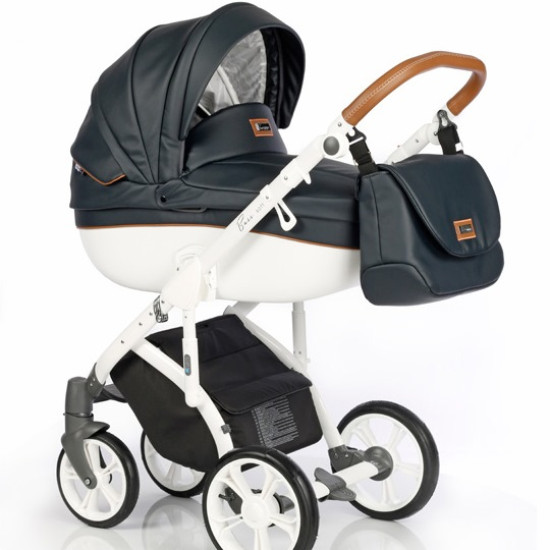 Коляска 2 в 1 Roan Bass Soft Eco-кожа Deep Ink, синий