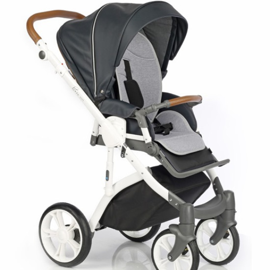 Коляска 2 в 1 Roan Bass Soft Eco-кожа Deep Ink, синий