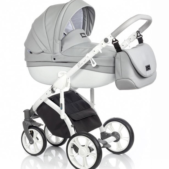 Коляска 2 в 1 Roan Bass Soft Eco-кожа Dove White, светло серый