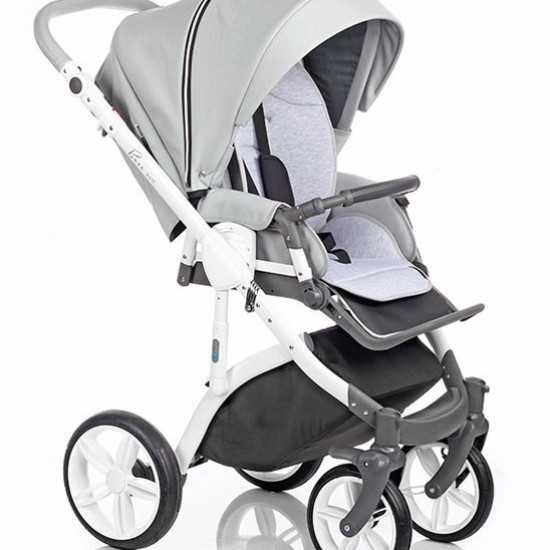 Коляска 2 в 1 Roan Bass Soft Eco-кожа Dove White, светло серый
