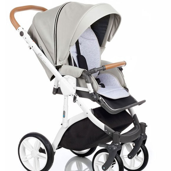 Коляска 2 в 1 Roan Bass Soft Eco-шкіра Island Stone, світло сірий