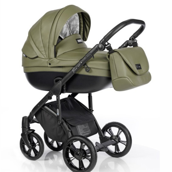 Коляска 2 в 1 Roan Bass Soft Eco-кожа Olive Night, зеленый