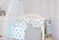 Постельный комплект 9 эл Twins 3D Stars (бампер мембрана) 4078-S-001, blue, голубой