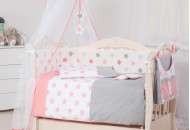 Постельный комплект 9 эл Twins 3D Stars (бампер мембрана) 4078-S-002, coral, коралловый