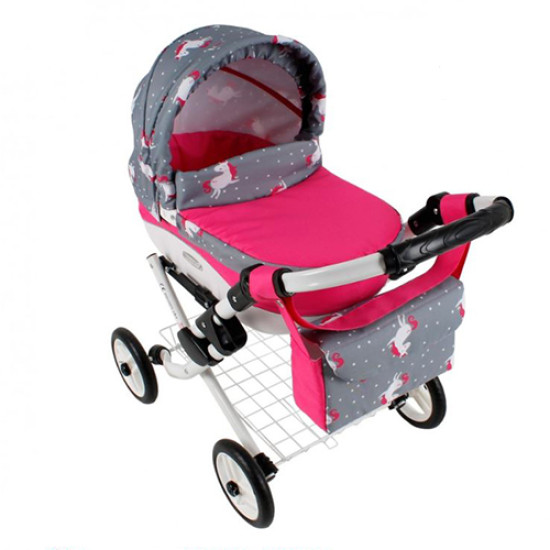 Коляска для ляльки Adbor Lily 24 сірий/рожевий