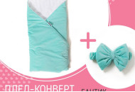 Набір Конверт - плед Twins Velvet 80x80+Бантик mint, м