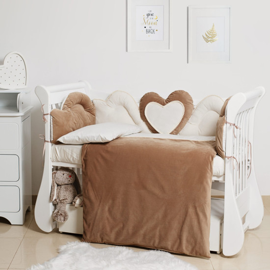 Постельный комплект 6 эл Twins Romantic Heart 4024-R-009-02, caramel, латте