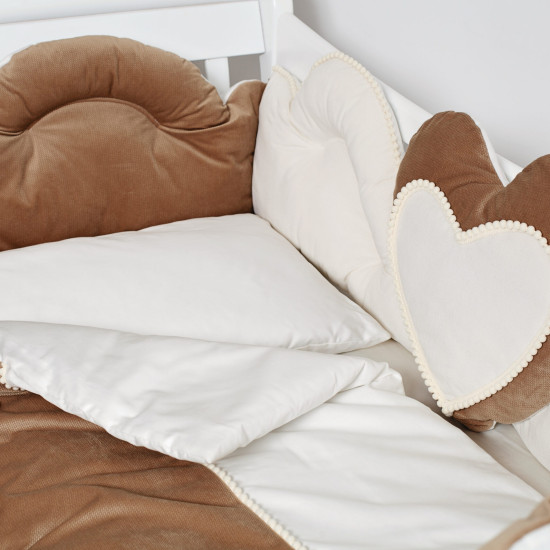 Постельный комплект 6 эл Twins Romantic Heart 4024-R-009-02, caramel, латте