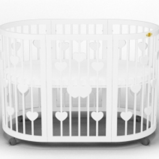 Кроватка IngVart Smartbed Round 9 в 1 декор сердечка