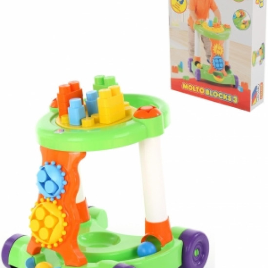 Каталка игровая с коструктором 13 эл зеленая /в коробке/ Polesie