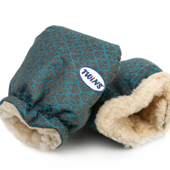 Перчатки Twins меховые 80-190-1003, grey / turkus, серый