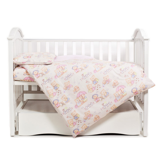 Змінна постіль 3 ел Twins Comfort 3051-C-013, Пухнасті ведмедики рожеві, рожевий