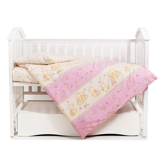 Changing bed 3 el Twins Comfort Bears with a star pink