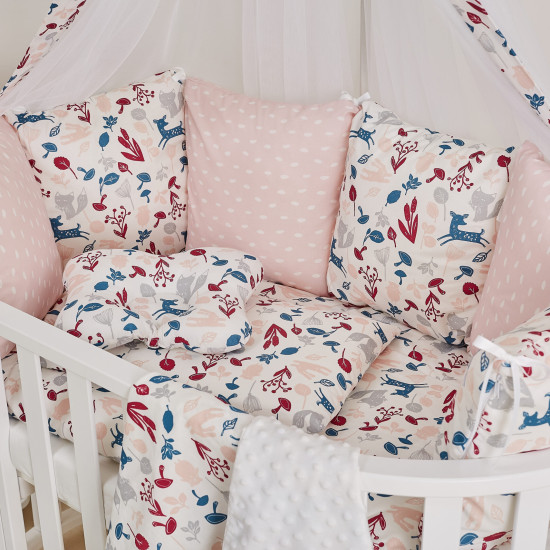Постельный комплект 8 эл Twins Dolce Лесные жители 4063-D-022, Прованс, белый / розовый