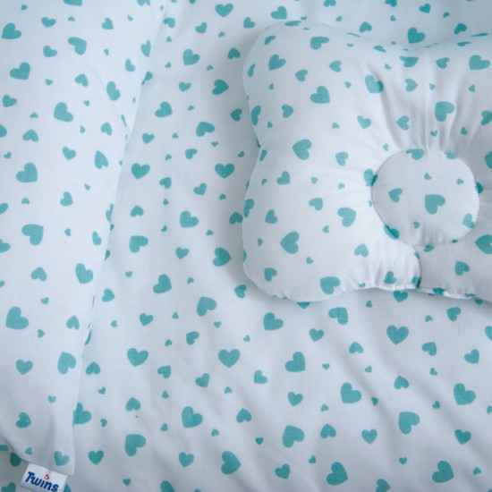 Постельный комплект 8 эл Twins Dolce Сердечки 4064-D-402, mint, мятный