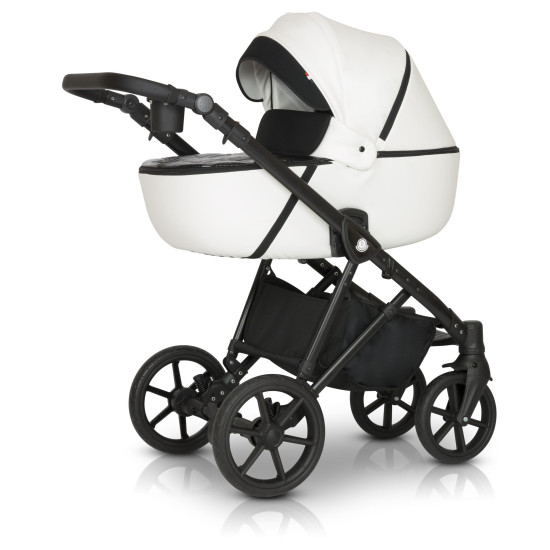 Коляска 2 в 1 Verdi Makan black 01, metalik white, білий