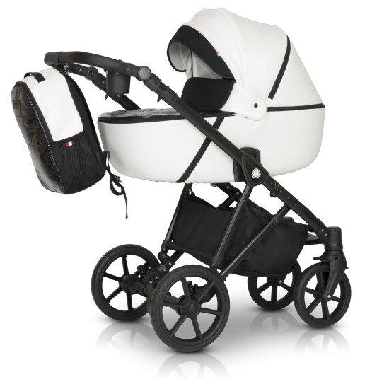Коляска 2 в 1 Verdi Makan black 01, metalik white, білий