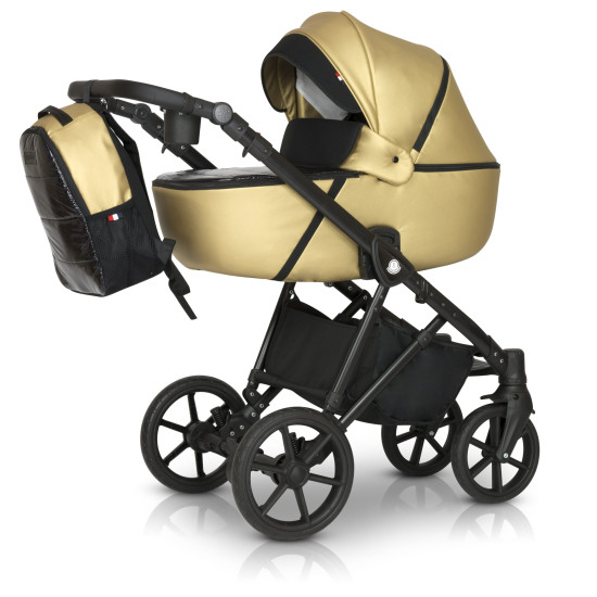 Коляска 2 в 1 Verdi Makan black 03 new gold золотой