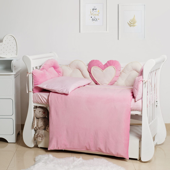 Постельный комплект 6 эл Twins Romantic Heart 4024-R-009-08, pink, розовый