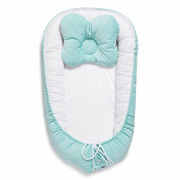 Cocoon-positioner for newborns with orthopedic pillow Twins Velvet mint