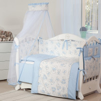 Постельный комплект 8 эл Twins Dolce Мишки 4061-D-007, blue, голубой