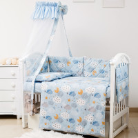 Постельный комплект 8 эл Twins Premium Glamour 4029-TGС-04 Clouds blue, голубой