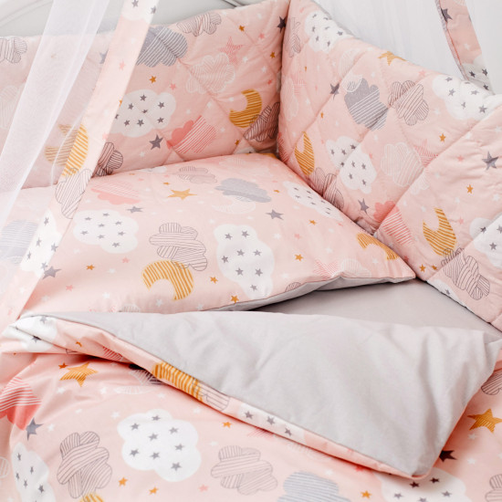 Постельный комплект 8 эл Twins Premium Glamour 4029-TGС-15 Clouds peach, персик
