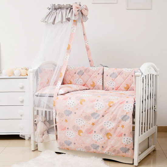 Постельный комплект 8 эл Twins Premium Glamour 4029-TGС-15 Clouds peach, персик
