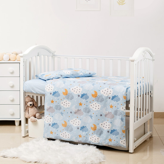 Сменная постель 3 эл Twins Premium Glamour Limited Clouds голубой