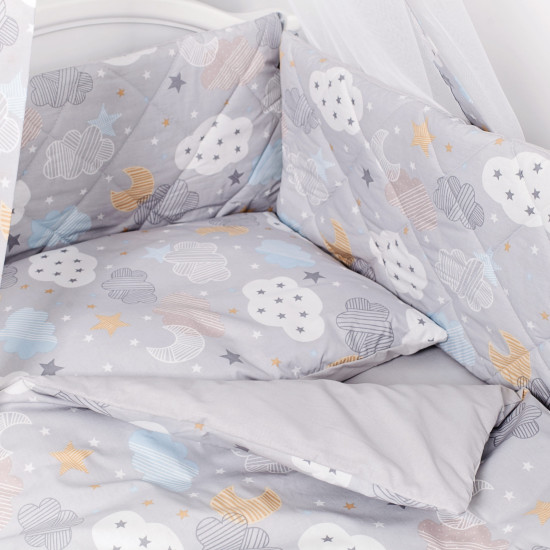 Постельный комплект 8 эл Twins Premium Glamour 4029-TGС-101, Clouds grey, серый
