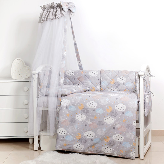 Постельный комплект 8 эл Twins Premium Glamour 4029-TGС-101, Clouds grey, серый